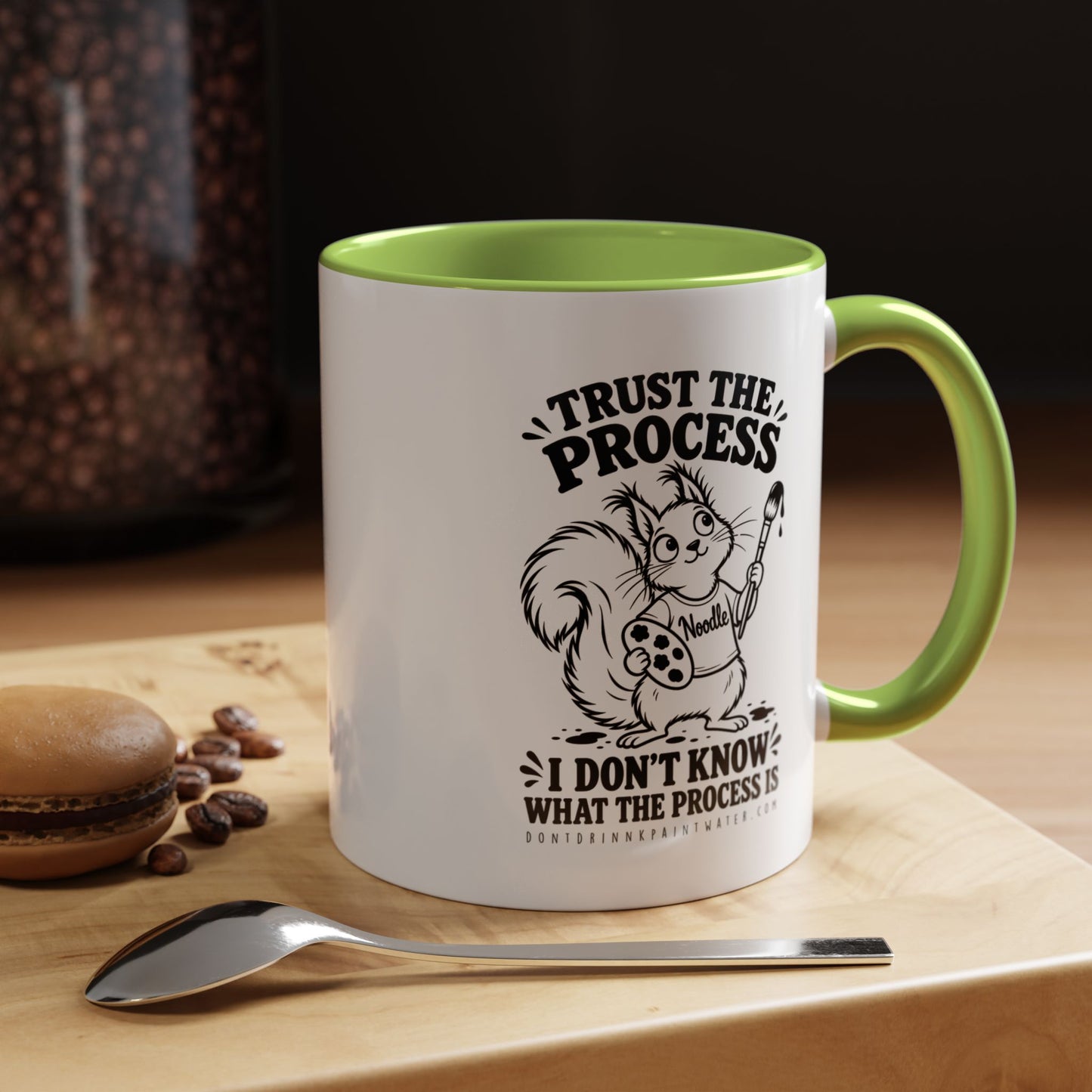 Trust the Process Artist Coffee Mug – Cute Squirrel "Noodle" Design (11/15oz)