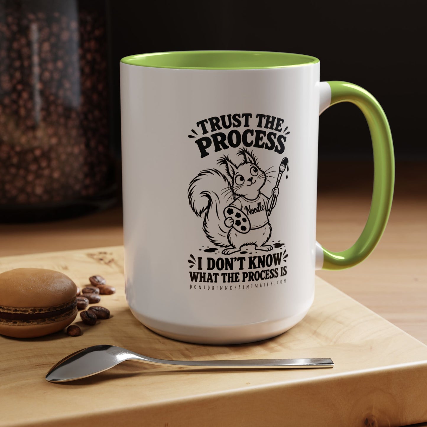 Trust the Process Artist Coffee Mug – Cute Squirrel "Noodle" Design (11/15oz)