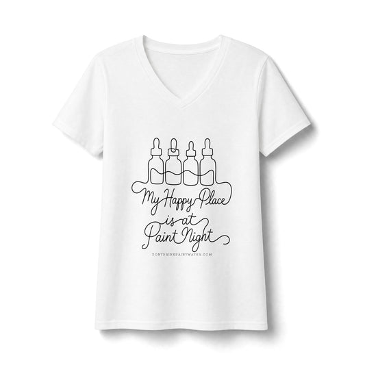 Women's V-Neck 'My Happy Place is a Paint Night' Tee