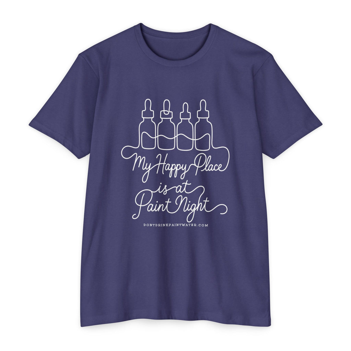 Paint Night T-Shirt — “My Happy Place is at Paint Night” Art & Wine Tee