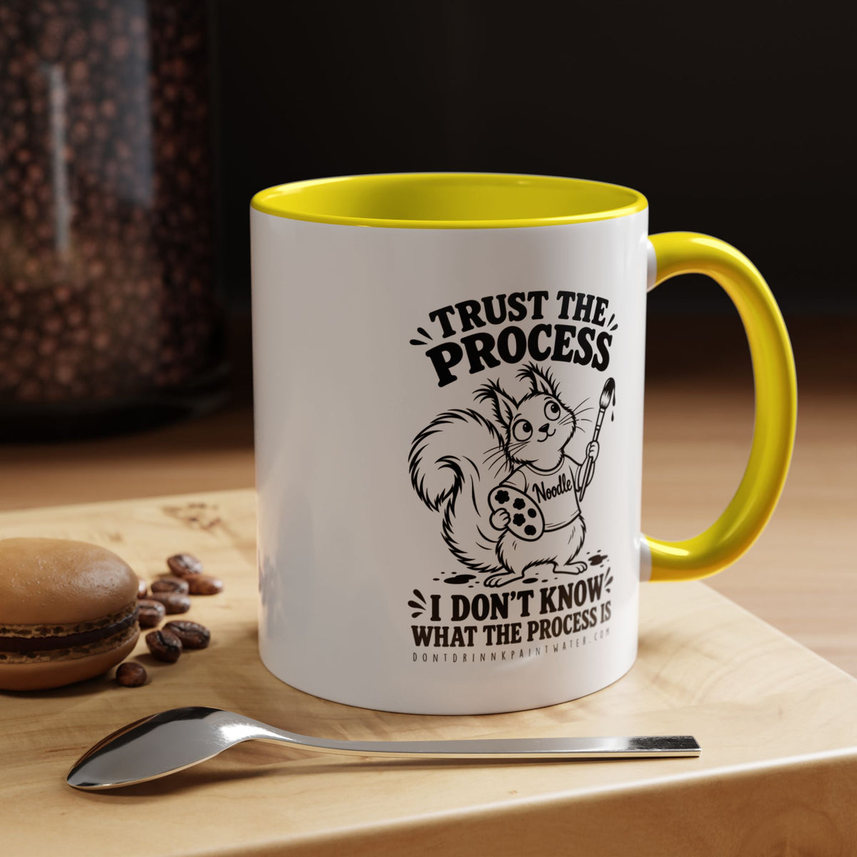 Trust the Process Artist Coffee Mug – Cute Squirrel "Noodle" Design (11/15oz)