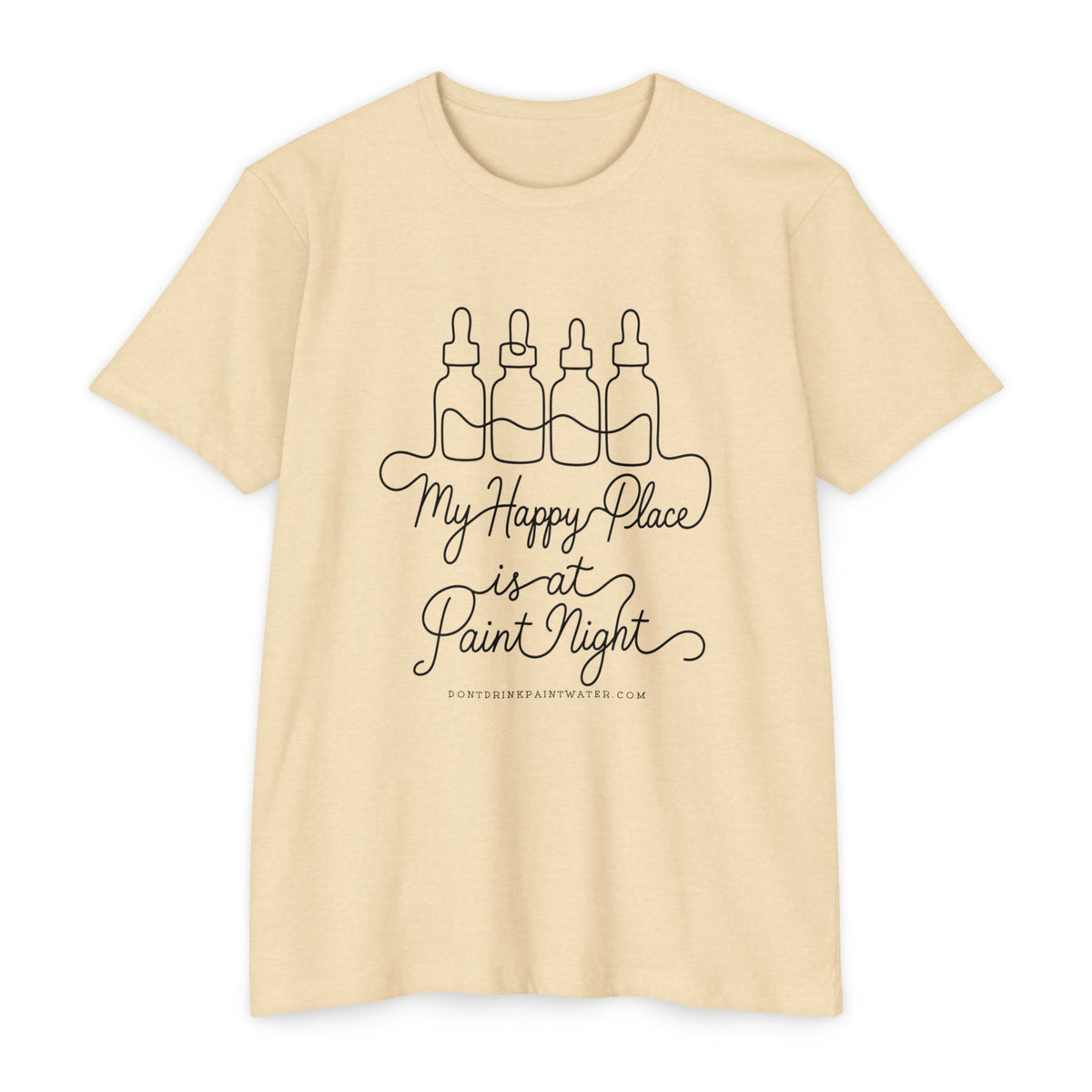 Paint Night T‑Shirt — "My Happy Place is at Paint Night" Casual Art Lover Tee (Black Font)