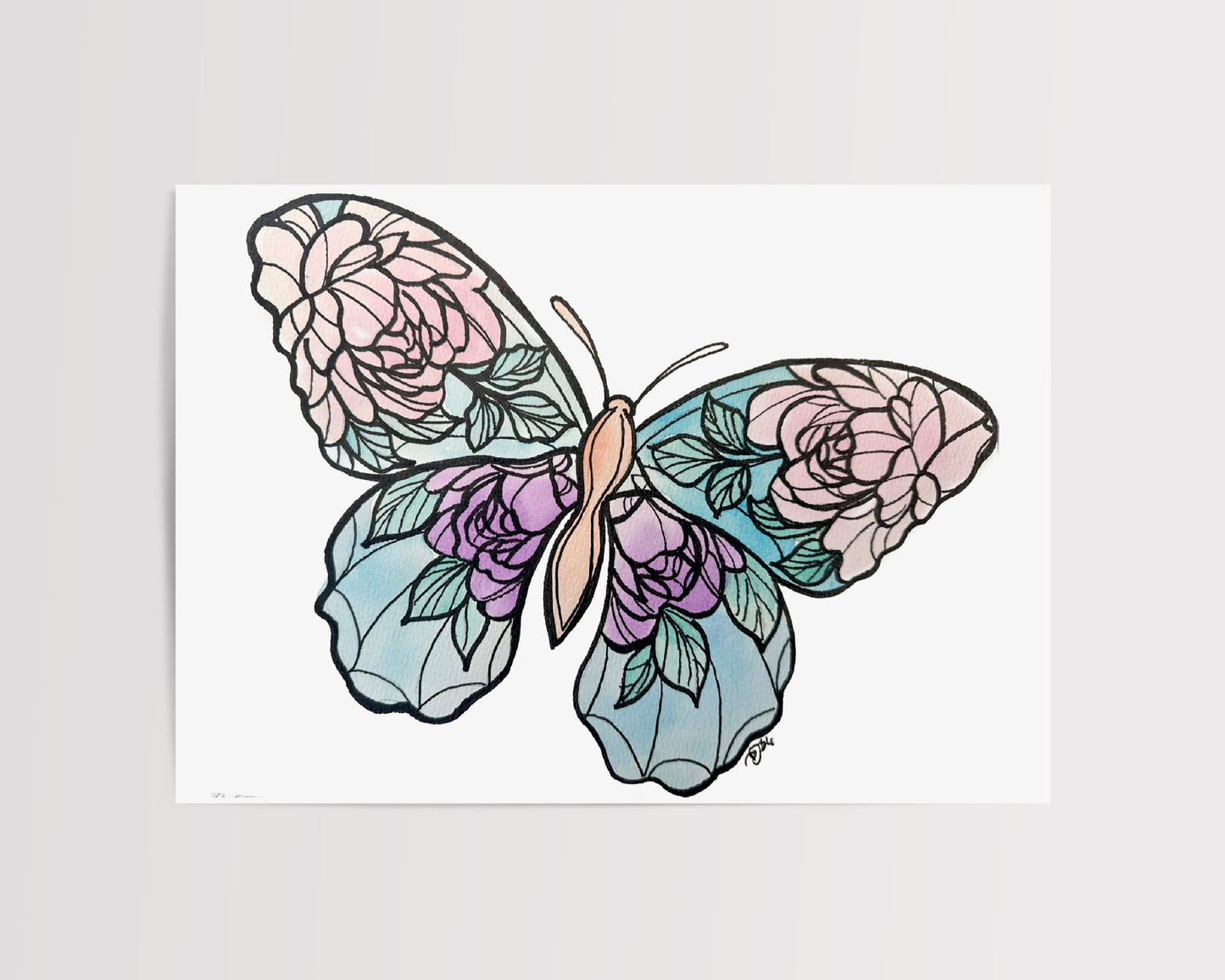 Stained Glass Watercolor Butterfly Somersworth