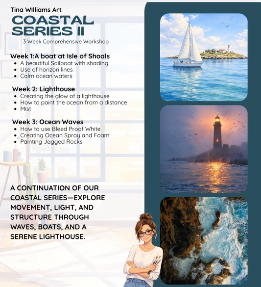 Coastal II | 3 Week Watercolor Workshop at Tina's Art Studio | September 13th