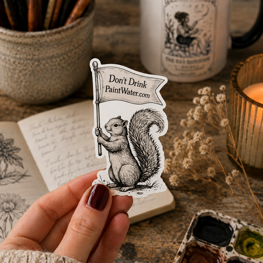 "Noodle" the Happy Painter Squirrel | Tarot Series | Single Sticker