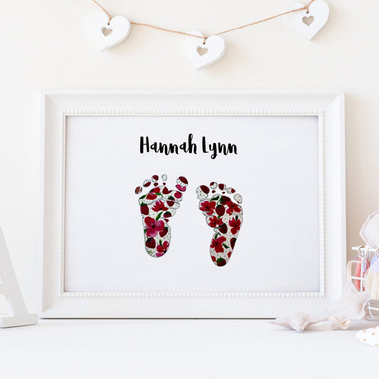 Custom Baby Footprints - Nursery - Baby Shower Gift - New Baby - Baby Footprints - Handprint  - Watercolor  - Baby Gift - Nursery Decor -